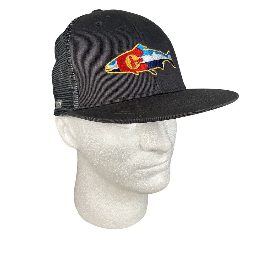 Rep Your Water Colorado Trout Trucker Hat Charcoal Black Snapback Cap Mens